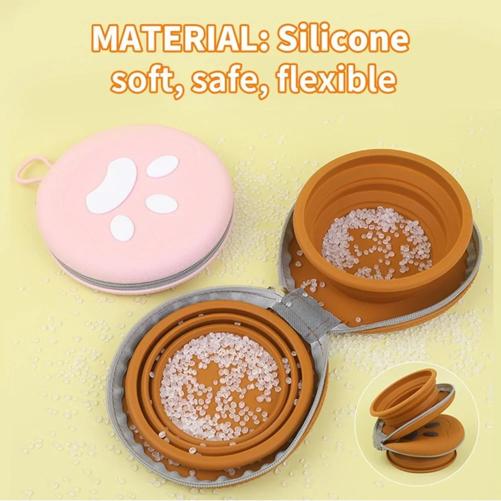 Portable Pink Dog Travel Collapsible Bowl Set